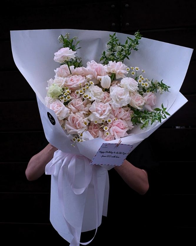 bó hoa hồng baby trắng bó hoa hồng baby trắng
